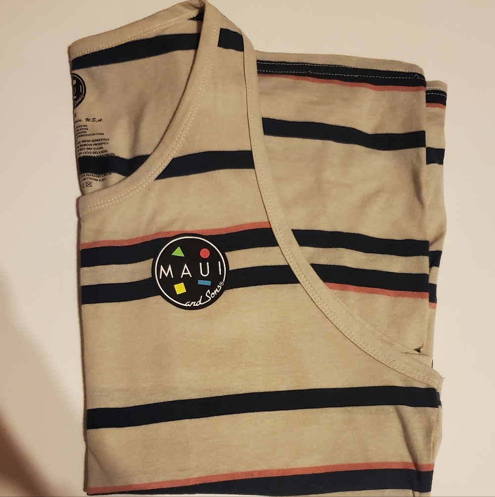 Maui and Sons Beige Tank with Stripes